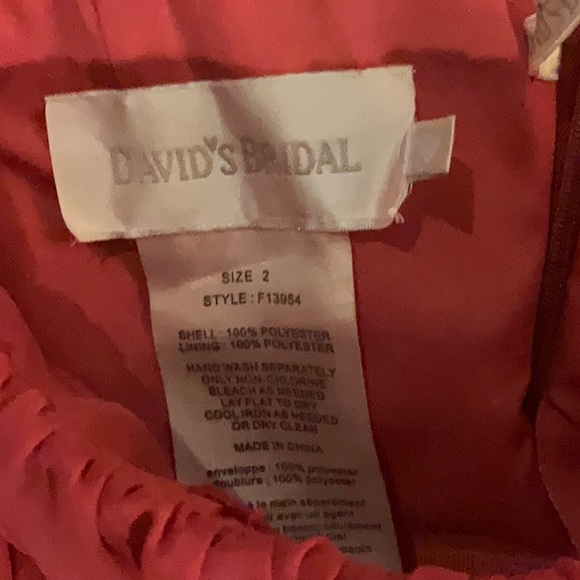 David’s Bridal Bright Pink Sz 2 dress sleeveless - fabric tie support - Picture 4 of 6